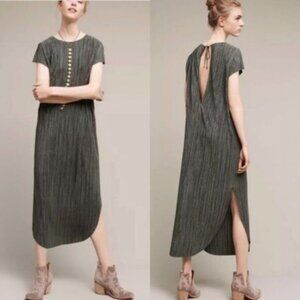 Sabina Musayev Anthropologie | Textured Renaissance Midi Dress Moss Green